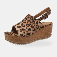 Sandale Léopard Compensée Style Rétro