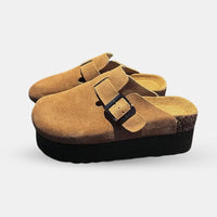 Sandale Sabot Femme en Daim Style Plateforme, sandale plateforme en liège