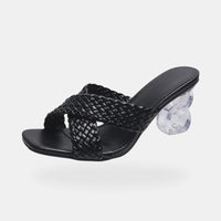 Sandale à Talon Femme avec Lanières Croisées et Tressées