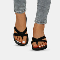 Sandale Tong Femme Compensée et Design, sandale noire