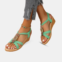 Sandale Verte Femme avec Bande Élastique, sandales vertes pour femme