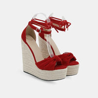 Sandale à Talon Femme Classe et Moderne, sandales compensées rouge vif