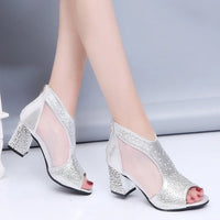Sandale Argentée avec Strass Style Décontracté