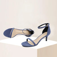 Sandale Bleu Marine Élégante à Talon avec Fermeture à Boucle