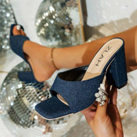 Sandale Bleu Marine Élégante à Talon Plateforme