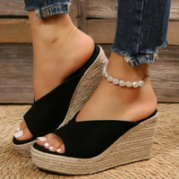 Sandale Compensée Femme Ouverte et Design