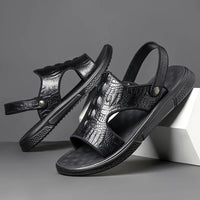 Sandale Cuir Homme Effet Peau de Crocodile