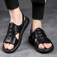 Sandale Cuir Homme Effet Peau de Crocodile