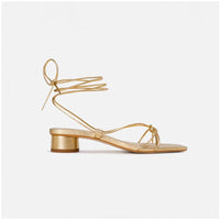 Sandale Dorée à Talon Bas Style Gladiateur