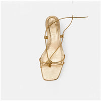 Sandale Dorée à Talon Bas Style Gladiateur