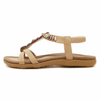 Sandale Femme Beige de Style Bohème avec Lanières