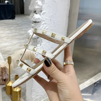 Sandale Femme Blanche Cloutée avec Mini Talon