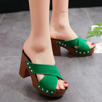 Sandale Femme Chic et Confortable à Talon Effet Daim
