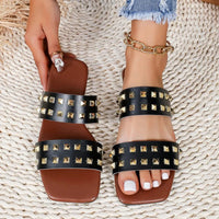 Sandale Femme Cloutée avec Deux Lanières