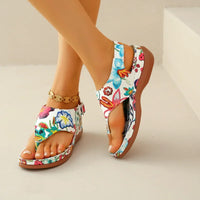 Sandale Femme Confortable Style Tong avec Motif Floral