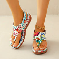 Sandale Femme Confortable Style Tong avec Motif Floral