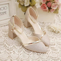 Sandale Femme Mariage Dorée et Pailletée avec Lanières