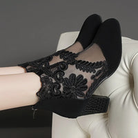 Sandale Femme Mariage avec Motif Floral en Dentelle