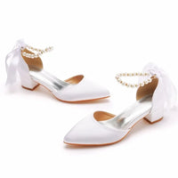 Sandale Femme Mariage avec Nœud et Perles