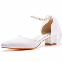 Sandale Femme Mariage avec Nœud et Perles