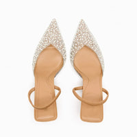 Sandale Femme Mariage Ouverte avec des Perles