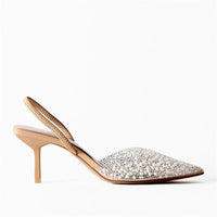Sandale Femme Mariage Ouverte avec des Perles