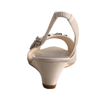 Sandale Femme Mariage avec Strass en Forme de Fleurs