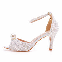 Sandale Femme Mariage à Talon avec des Perles