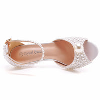 Sandale Femme Mariage à Talon avec des Perles