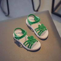 Sandale Fille avec Fleur Verte Mignonne