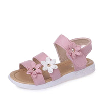 Sandale Fille avec Lanières Roses et des Fleurs