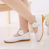 Sandale Fille Style Ballerine Blanche avec Fermeture à Scratch