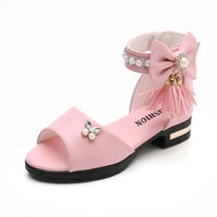 Sandale Fille à Talon Bas Rose Style Princesse
