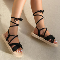 Sandale Gladiator Élégante à Lacets Noirs