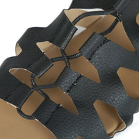 Sandale Gladiator Noire Montante avec Fermeture à Zipper