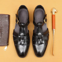 Sandale Homme Luxueuse à Talon en Cuir