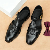 Sandale Homme Luxueuse à Talon en Cuir