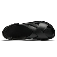 Sandale Homme Noire en Cuir avec Lanières
