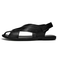 Sandale Homme Noire en Cuir avec Lanières