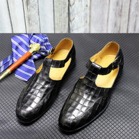 Sandale Homme de Style Crocodile en Cuir