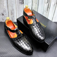 Sandale Homme de Style Crocodile en Cuir