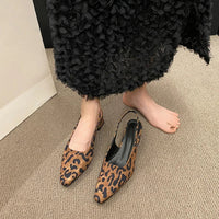 Sandale Leopard Pointue à Talon Épais