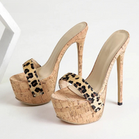 Sandale Leopard Style Mule avec Talon Haut