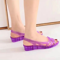Sandale Meduse Violette avec Petit Talon Compensé
