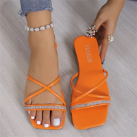 Sandale Orange avec Lanières Fines et Croisées