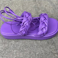 Sandale Spartiate Femme avec Fermeture à Lacets Violet