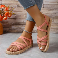 Sandale Spartiate Femme avec Lanières Croisées Rose