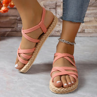 Sandale Spartiate Femme avec Lanières Croisées Rose