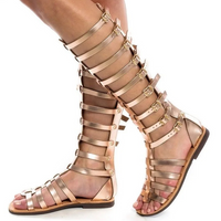 Sandale Spartiate Femme Montante avec Boucles