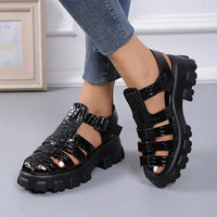 Sandale Spartiate Femme Style Plateforme à Talon